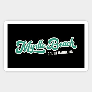 Myrtle Beach South Carolina - Vintage Teal Script Magnet
